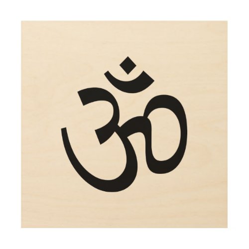 Om Aum outline Icon Hinduism Symbol black white  Wood Wall Art