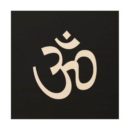 Om Aum outline Icon Hinduism Symbol black white  Wood Wall Art