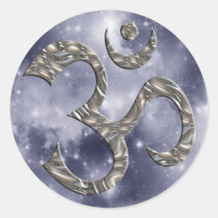 OM / AUM - SILVER   heaven Classic Round Sticker