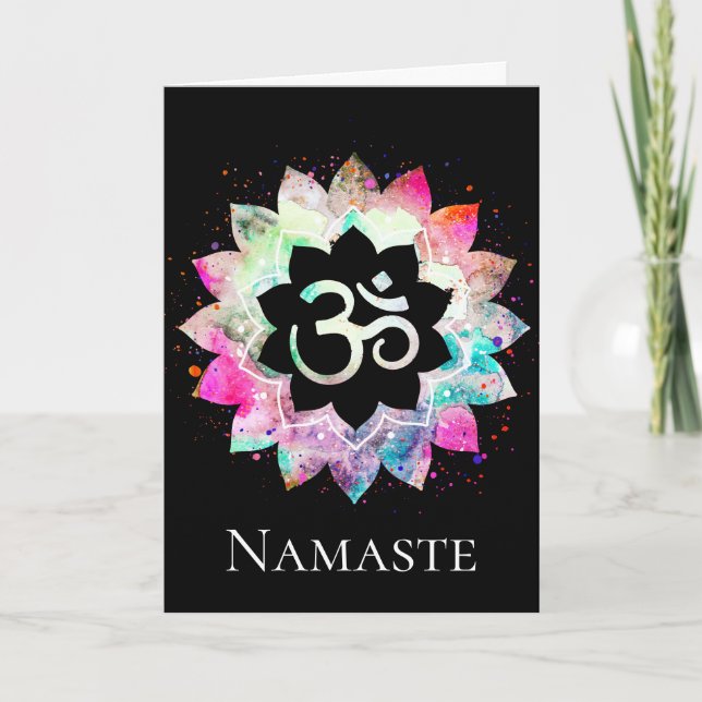 *~* OM AUM Symbol Lotus Flower Mandala New Age Card (Front)