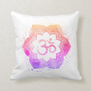 *~* OM AUM Symbol Ombre Lotus Flower Mandala Throw Pillow