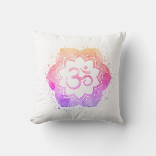 OM AUM Symbol Outdoor Lotus Flower Mandala Outdoor Pillow