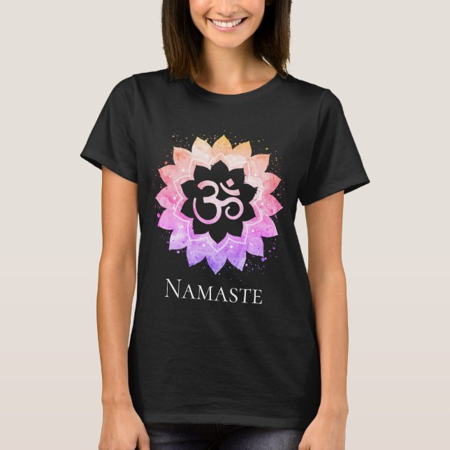 *~* OM AUM Symbol Spiritual Lotus Flower Mandala T-Shirt (Front)