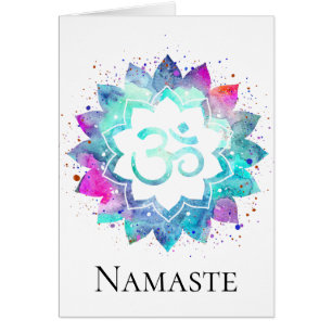 *~* OM AUM Symbol Watercolor Lotus Mandala Cards