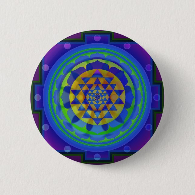 Om (AUM) Yantra mandala Button (Front)