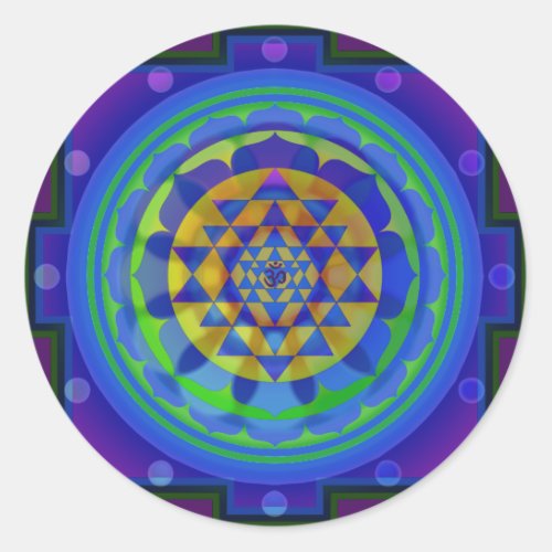 Om AUM Yantra mandala Classic Round Sticker