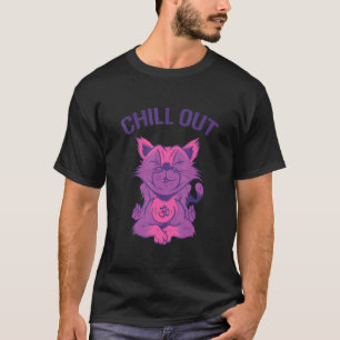 Om Bija Mantra Cat Relaxing Meditation Lotus Seat T-Shirt