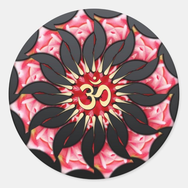 Om Black Rose Spiritual Art Sticker (Front)