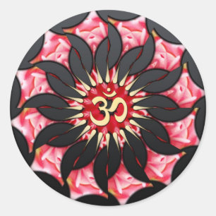 Om Black Rose Spiritual Art Sticker