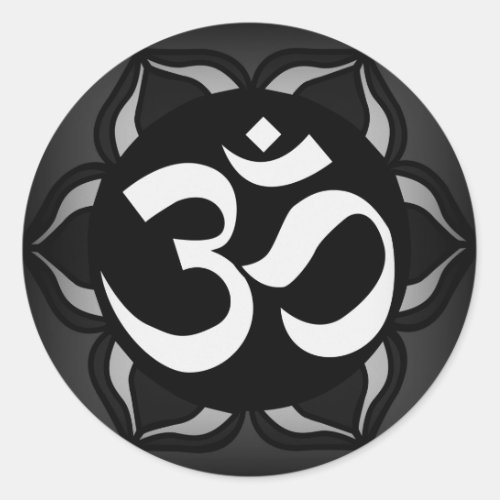 Om Black  White Peace Symbol Classic Round Sticker