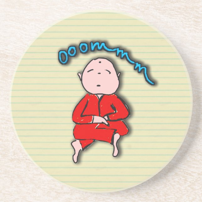 Om Boy in Red Meditation Coaster (Front)