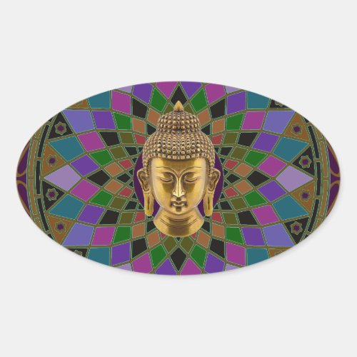 Om Buddha Mandala Oval Sticker