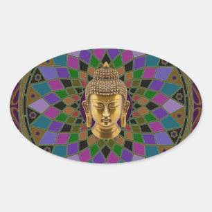 Om Buddha Mandala Oval Sticker