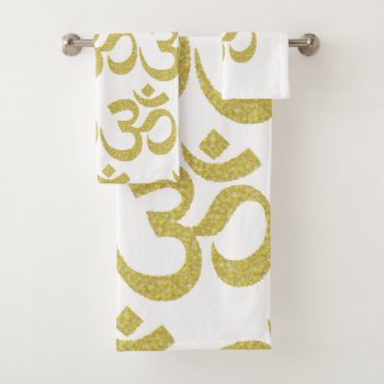 Om Buddhist Symbol Golden Paste Bath Towels by plurals at Zazzle