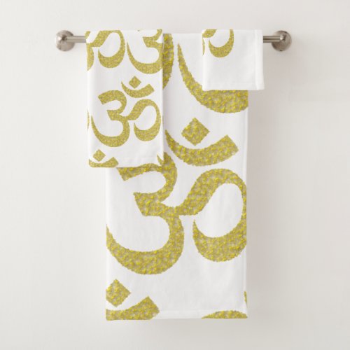Om Buddhist Symbol Golden paste Bath Towels