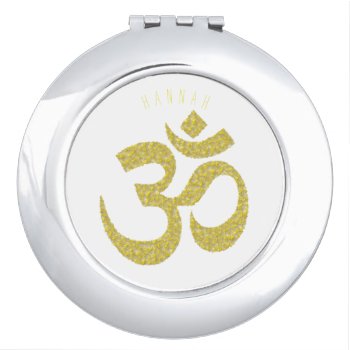 Om Buddhist Symbol Golden Paste Personalized Cm Compact Mirror by plurals at Zazzle