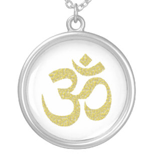 Om Buddhist Symbol Golden paste Round Necklace