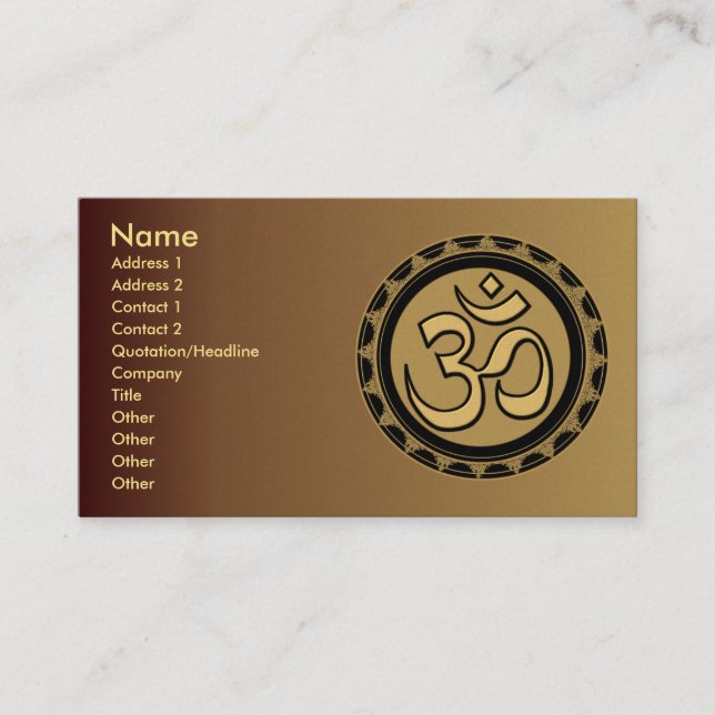 Om Business Cards Pick your background color. (Front)