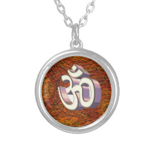 Om Chain Necklace, Hindu Symbol of Peace Silver Plated Necklace