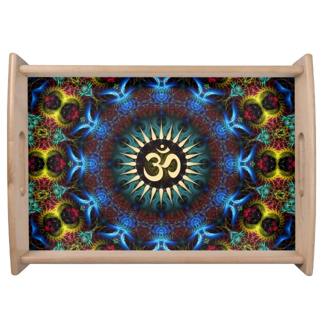 OM Floral Mandala Fractal Art Serving Tray (Front)