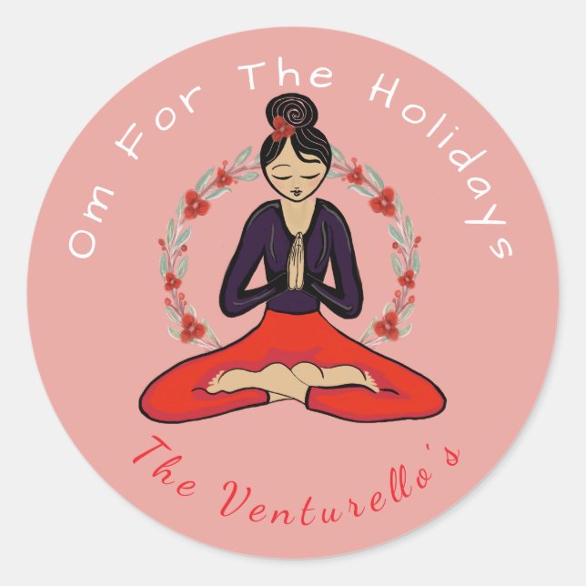 Om For The Holidays Yoga Sticker (Front)