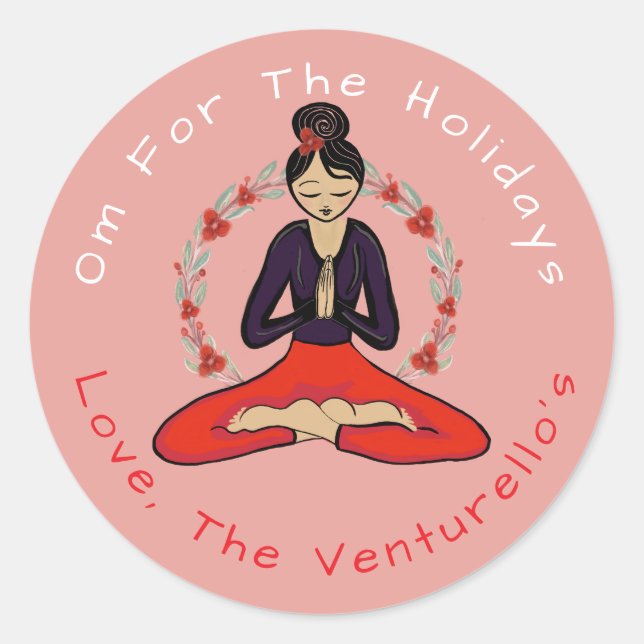 Om For The Holidays Yoga Sticker (Front)