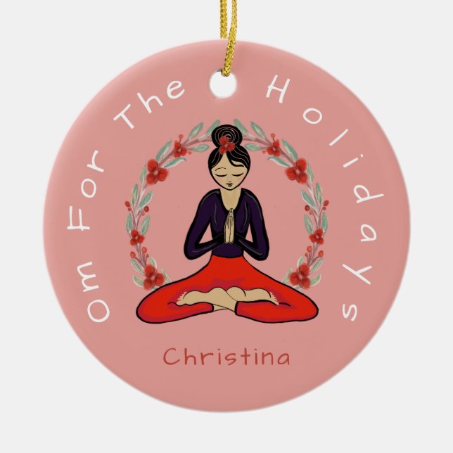 'Om For The Holidays' Yogi Friend Ornament (Front)
