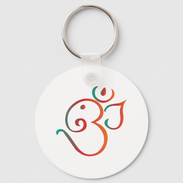 Om-ganpati-green-orange Keychain (Front)