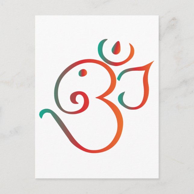 Om-ganpati-green-orange Postcard (Front)