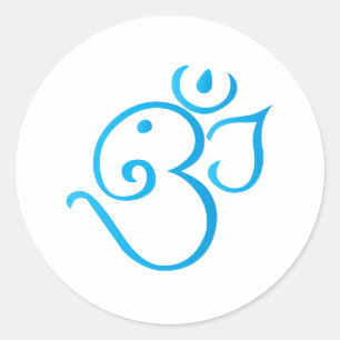 Om-ganpati-turqoise Classic Round Sticker