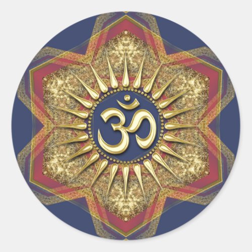 Om Gold Hexagon Sparkle Spiritual Art Sticker