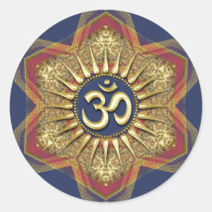 Om Gold Hexagon Sparkle Spiritual Art Sticker