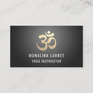 Om Gold Meditation Symbol Yoga Instructor Black Business Card