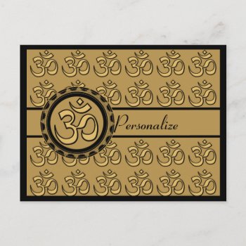 Om Gold Postcard Personalize by MoonArtandDesigns at Zazzle