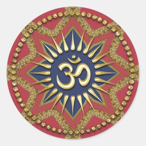 Om Gold Red Energy Spiritual Art Sticker