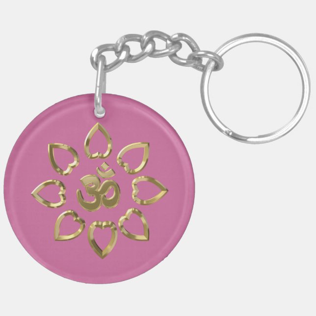 Om golden symbol keychain (Back Left)
