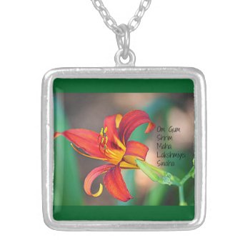 Om Gum Shrim Maha Lakshmiyei Swaha Silver Plated Necklace by InnerEssenceArt at Zazzle