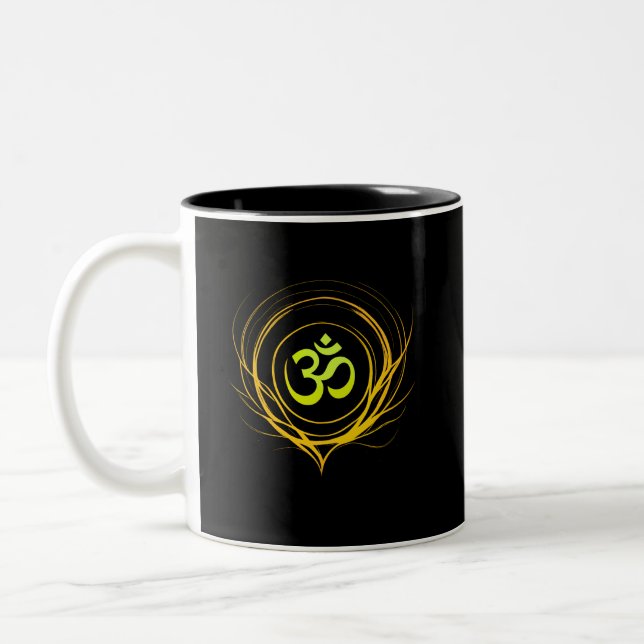 Om Healing Aura • Soft Emotional Renewal Energy Two-Tone Coffee Mug (Left)