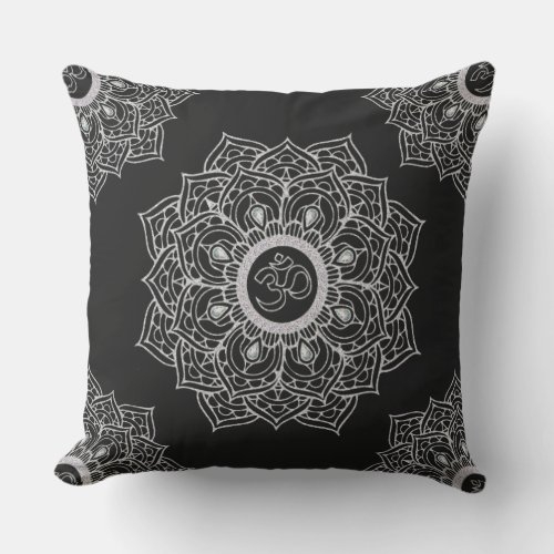 Om Hindu sacred sound symbol Mandala Throw Pillow