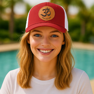 Om Hinduism Symbol Yoga Meditation Gift Leather Patch Hat