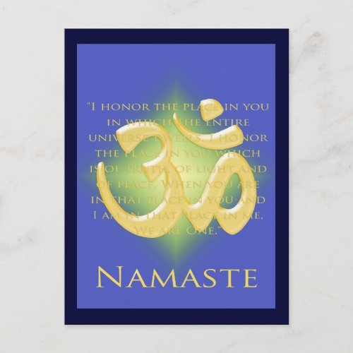 Om in Blue  Gold _ Namaste Postcard