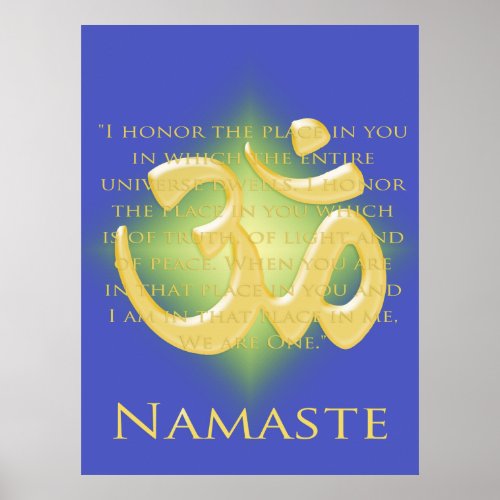 Om in Blue  Gold _ Namaste Poster