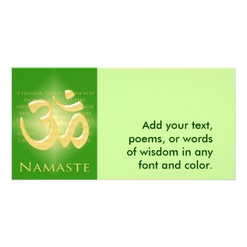 Om In Green & Gold - Namaste Card by livingzen at Zazzle