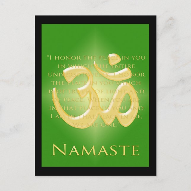 Om in Green & Gold - Namaste Postcard (Front)