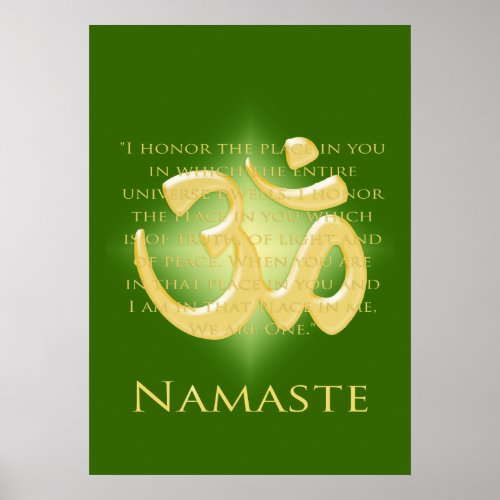 Om in Green  Gold _ Namaste Poster
