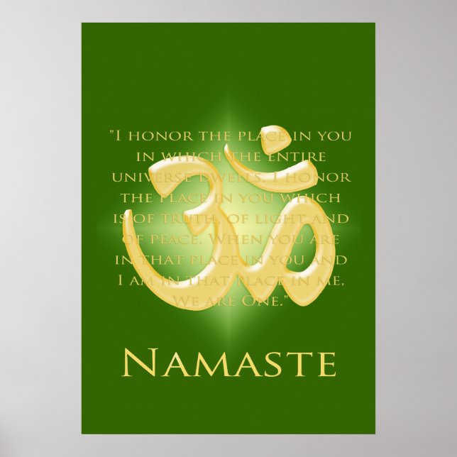Om in Green & Gold - Namaste Poster (Front)
