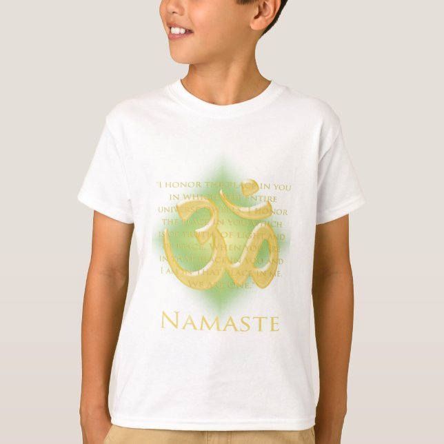 Om in Green & Gold - Namaste T-Shirt (Front)