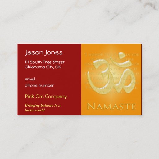 Customizable Om in Oranges & Gold - Namaste Business Card Template