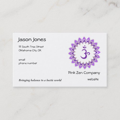 Om in Purple and White Business Card