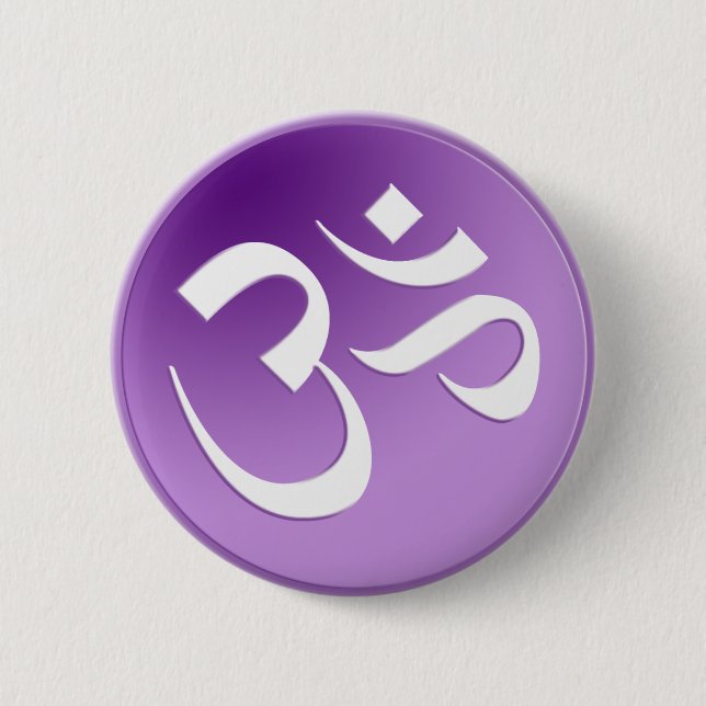 Om, in Purple and White Pinback Button (Front)